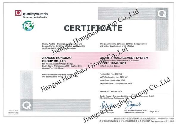 Cina Jiangsu Hongbao Group Co., Ltd. Sertifikasi